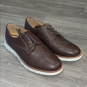 Nautica Men's Dark Brown Wingtip Oxford with White Sole